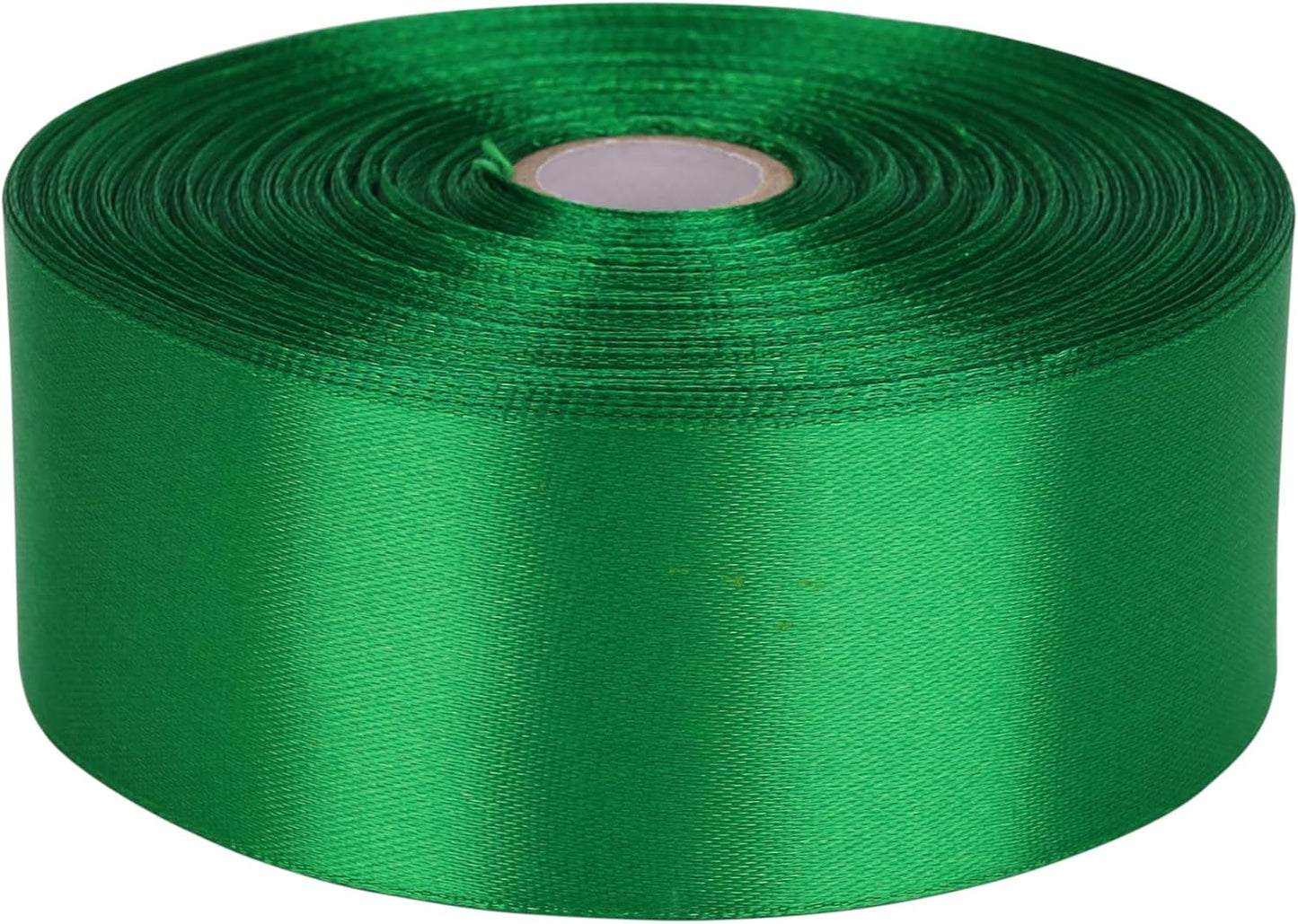 1-1/2 Inch Green Satin Ribbon 50 Yards Solid Fabric Ribbons Roll for Wedding Invitations, Bridal Bouquets, Sewing, Party Decorations, Gift Wrapping and More