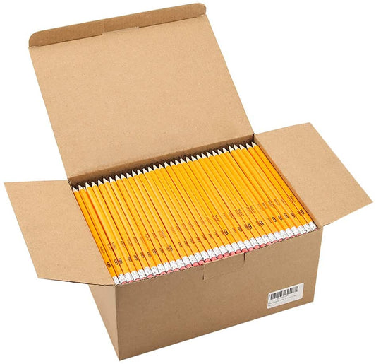 Wood-Cased #2 HB Pencils, Yellow, Pre-Sharpened, Bulk Pack, 576 Pencils in Box