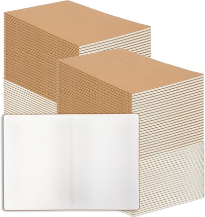 24 Pieces Blank Kraft Notebooks, 8.3X5.5 Inches A5 Small Journals Bulk Blank Notebooks 80 GSM Unlined with 60 Pages for Kids Students School Office Traveler Sketching/Drawing/Writing Supplies,30 Sheets