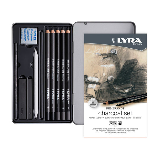 Rembrandt Charcoal Sketching Set Tin, Artist Pencils, Assorted, 11 Pieces