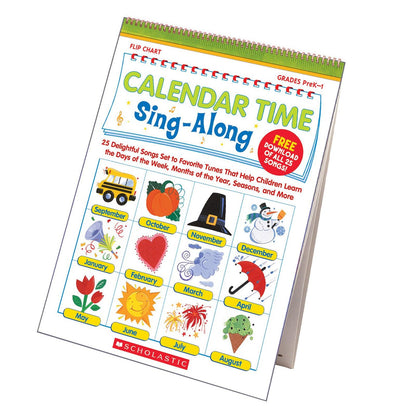 Calendar Time Sing-Along Flip Chart: 25 Delightful Songs Set to Favorite Tunes That Help Children Learn the Days of the Week, Months of the Year, Seasons, and More - Loomini