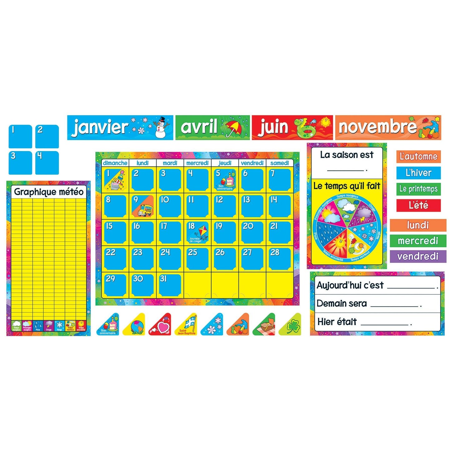 Calendrier Annuel (FR) Bulletin Board Set - Loomini