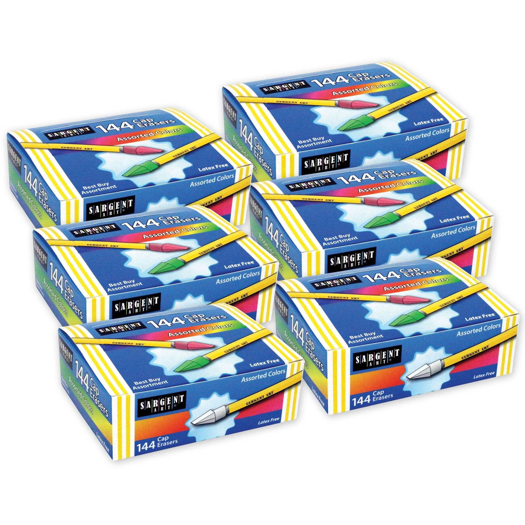Cap Erasers, Assorted Colors, 144 Per Pack, 6 Packs - Loomini