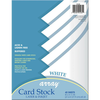 Card Stock, White, 8-1/2" x 11", 40 Sheets Per Pack, 3 Packs - Loomini