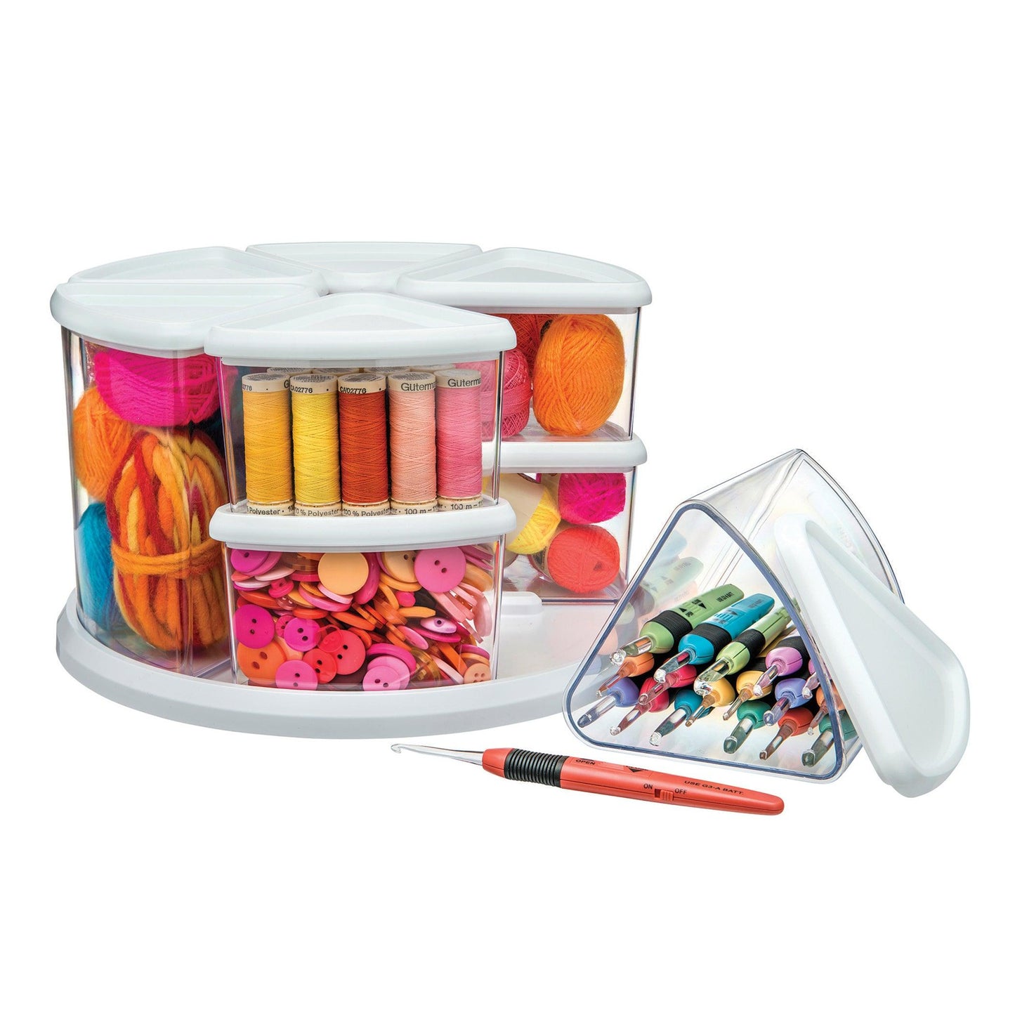 Carousel Rotating Organizer, 9-Bin, White - Loomini