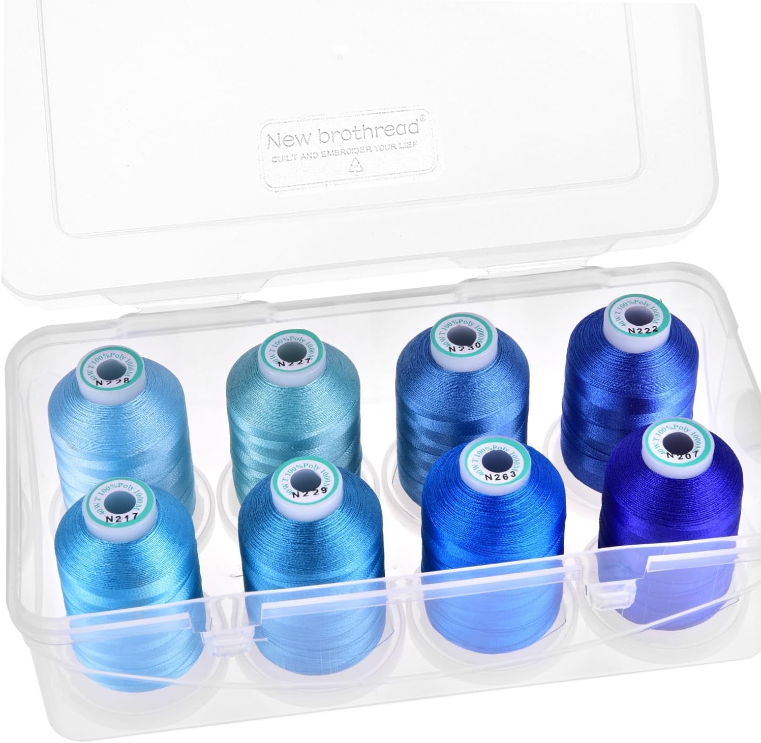 - 20 Options - 8 Snap Spools of 1000M Each Polyester Embroidery Machine Thread with Clear Plastic Storage Box for Embroidery & Quilting - Variegated Color1