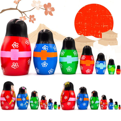 AEVVV Japanese Nesting Dolls Set of 7 pcs   Matryoshka Doll in Japanese Kimono