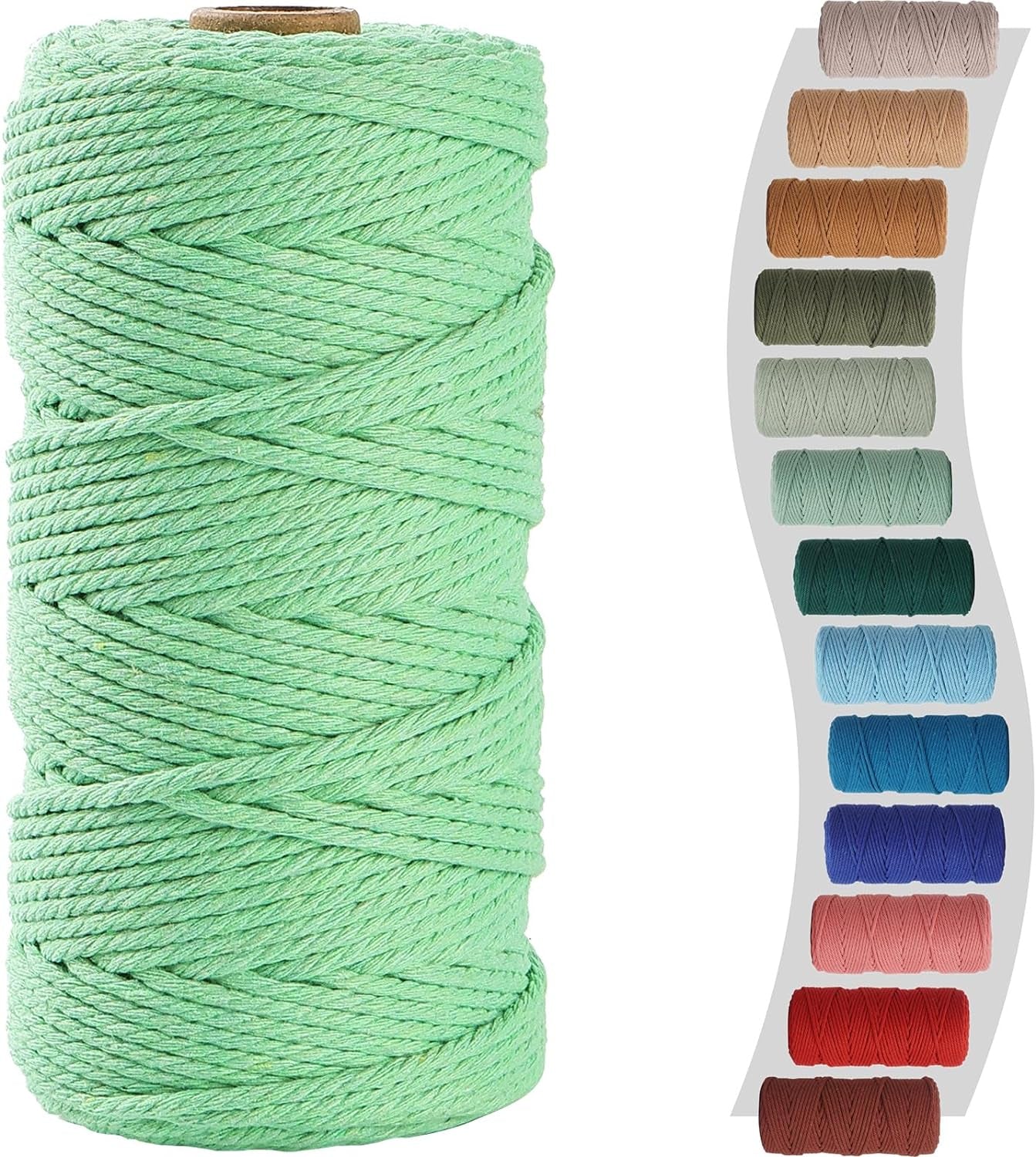 Macrame Cord 3Mm 220Yards (200 Meters) Mint Green Macrame Supplies Macrame Yarn, Colored Cotton Rope, Colored Cord for DIY