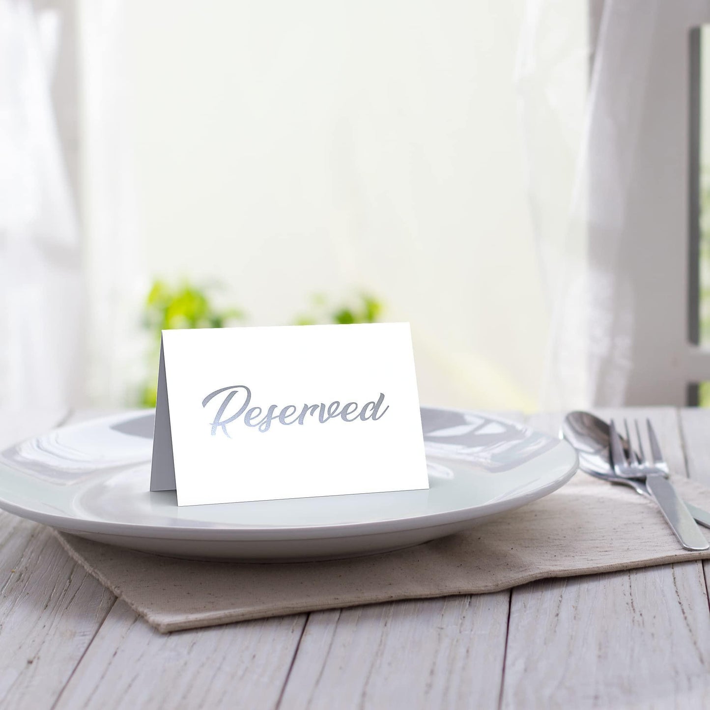 10 Pack Silver Reserved Table Signs for Wedding Party Restaurant   Reserved