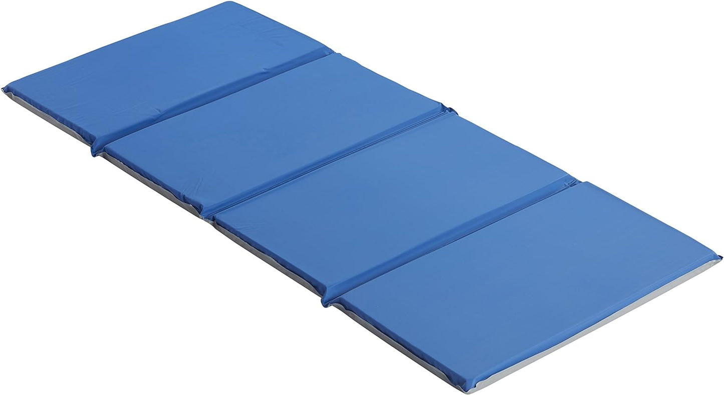 Everyday Folding Rest Mat, 4-Section, 1In, Sleeping Pad, Blue/Grey