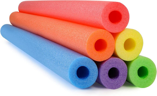6 Pack Pool Noodles Foam Swim Noodles Jumbo Hollow Swimming Pool Noodle Bulk Bright Pool Noodles Floats Heavy Duty for Swimming Floating Craft Projects
