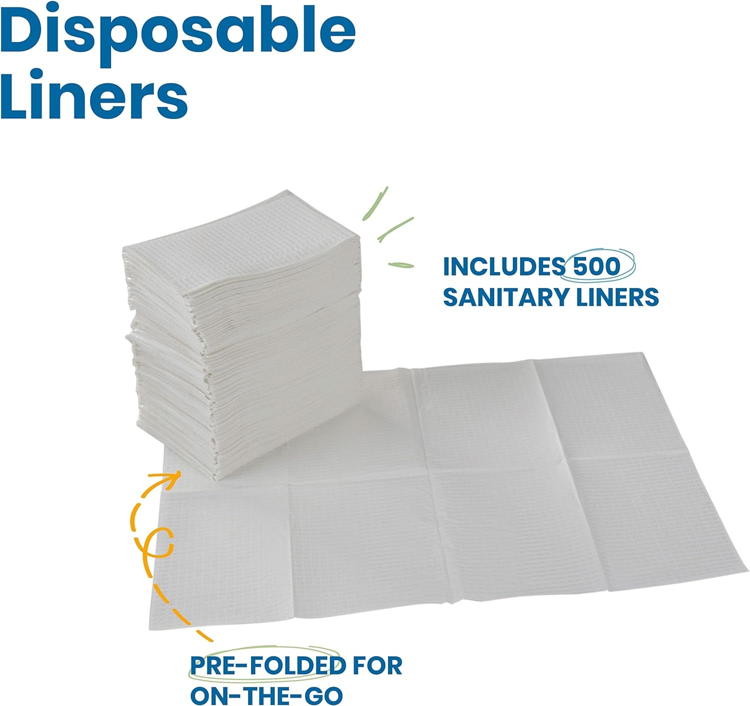 2-Ply Disposable Sanitary Liner, Changing Station Tissue, White, 500-Pack