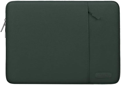 Laptop Sleeve Bag Compatible with Macbook Air 15 Inch M3 A3114 M2 A2941 2023 2024/Pro A1990 A1707,Surface Laptop 15,Dell XPS 15,HP Stream 14, Polyester Vertical Case with Pocket, Midnight Green