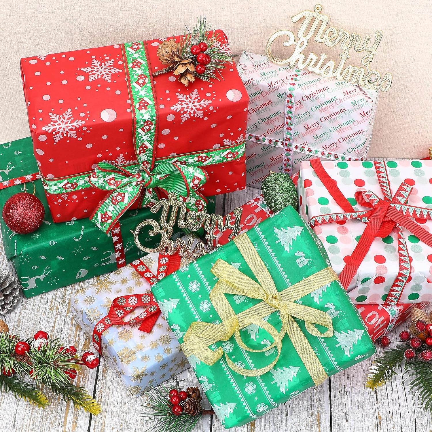 100 Sheets Christmas Tissue Paper Xmas Bulk Gift Wrapping Paper Bag for Christmas Gift Wrapping Boxes DIY Crafts Birthday Holiday Decoration 19.7 ×13.8 Inch (10 Patterns)
