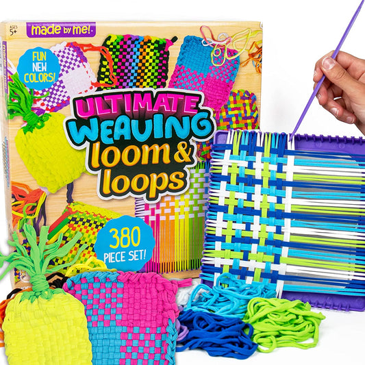Ultimate Weaving Loom, Includes 378 Craft Loops & 1 Weaving Loom with Tool, Makes 25 Projects, 9 Rainbow Colors of Weaving Loops, Hook & Loop Potholder Kit, DIY Weaving Kit