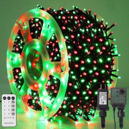 1000LED Christmas Lights, Extra Long 328FT Xmas Green Wire Fairy String Lights Plug in Outdoor, Remote Control & 8 Lighting Modes, Waterproof for Wedding Party Bedroom Decorations, White