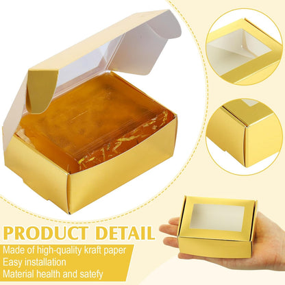 30 Pcs Soap Boxes for Homemade Soap Boxes Packaging Small Gift Box Mini Kraft Treat Boxes with Window Present Packaging Box for Bakery Candy Soap Making (Silver,3.5 X 2.4 X 1.2 Inch)