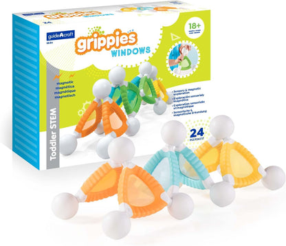 Grippies Waves - 20 Piece Set: STEM Magnetic Building Set for Toddlers, Kids Learning and Educational Toys