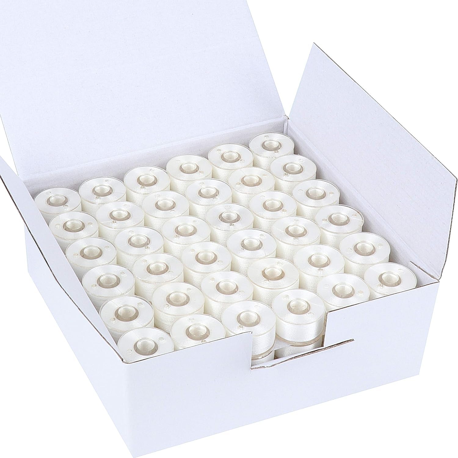 144Pcs White 60S/2(90WT) Prewound Bobbin Thread Plastic Size a SA156 for Embroidery and Sewing Machine Cottonized Soft Feel Polyester Thread Sewing Thread