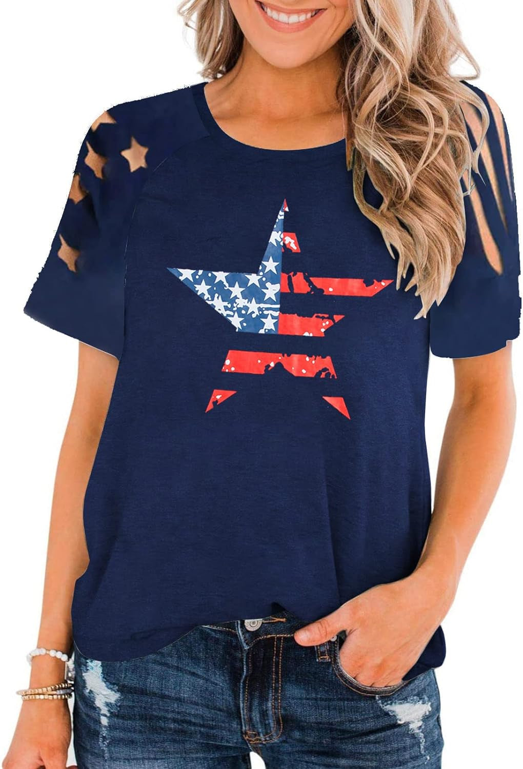 American Flag T Shirt Patriotic Shirts Women Veteran Shirt Raglan Short Sleeve Stars Stripes Top Tees