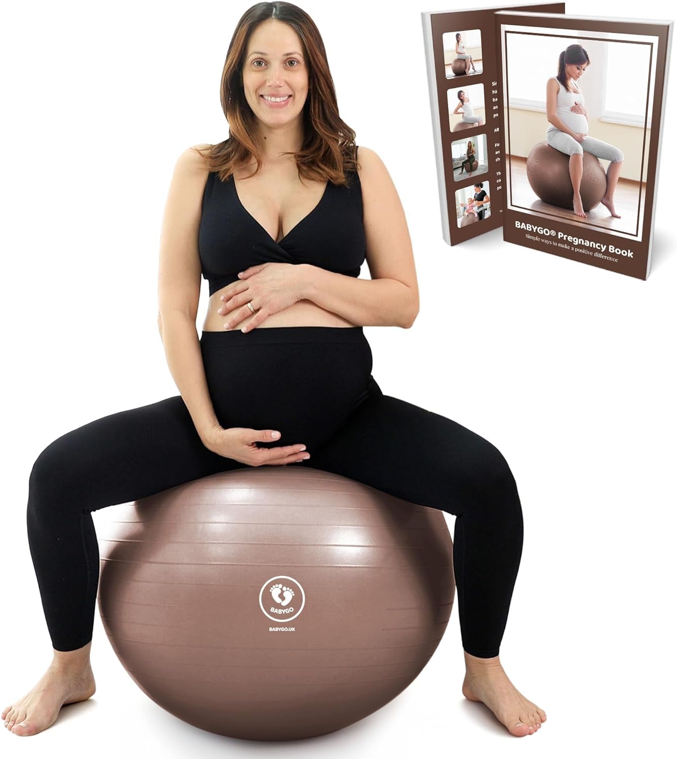 Birthing Ball - Pregnancy Yoga Labor & Exercise Ball & Book Set Trimester Targeting, Maternity Physio, Birth & Recovery Plan Included anti Burst Eco Friendly
