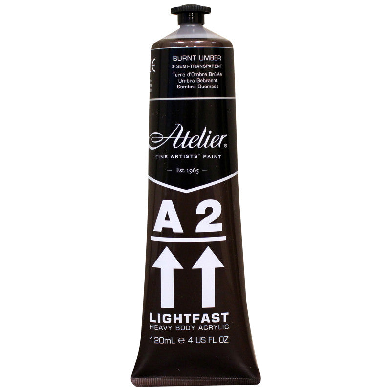 A2 Heavy Body Lightfast Artist Acrylic, 4 oz., Burnt Umber
