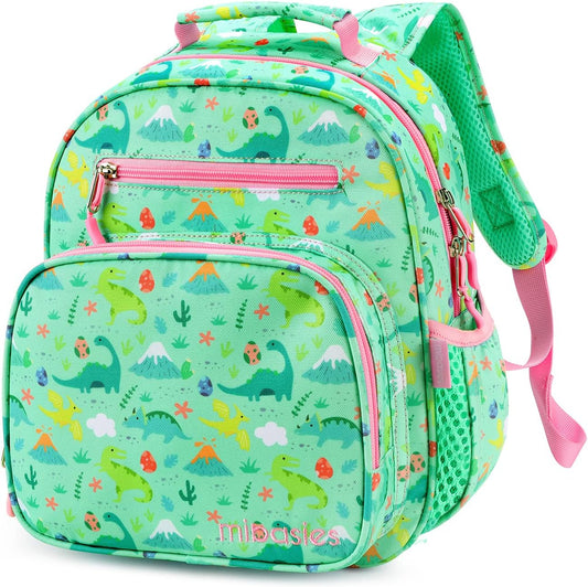 Toddler Backpack for Girls and Boys 2-4, Preschool Kindergarten Backpack, Cute Kids Backpacks for Girls（Dinosaur Forest Light Green）