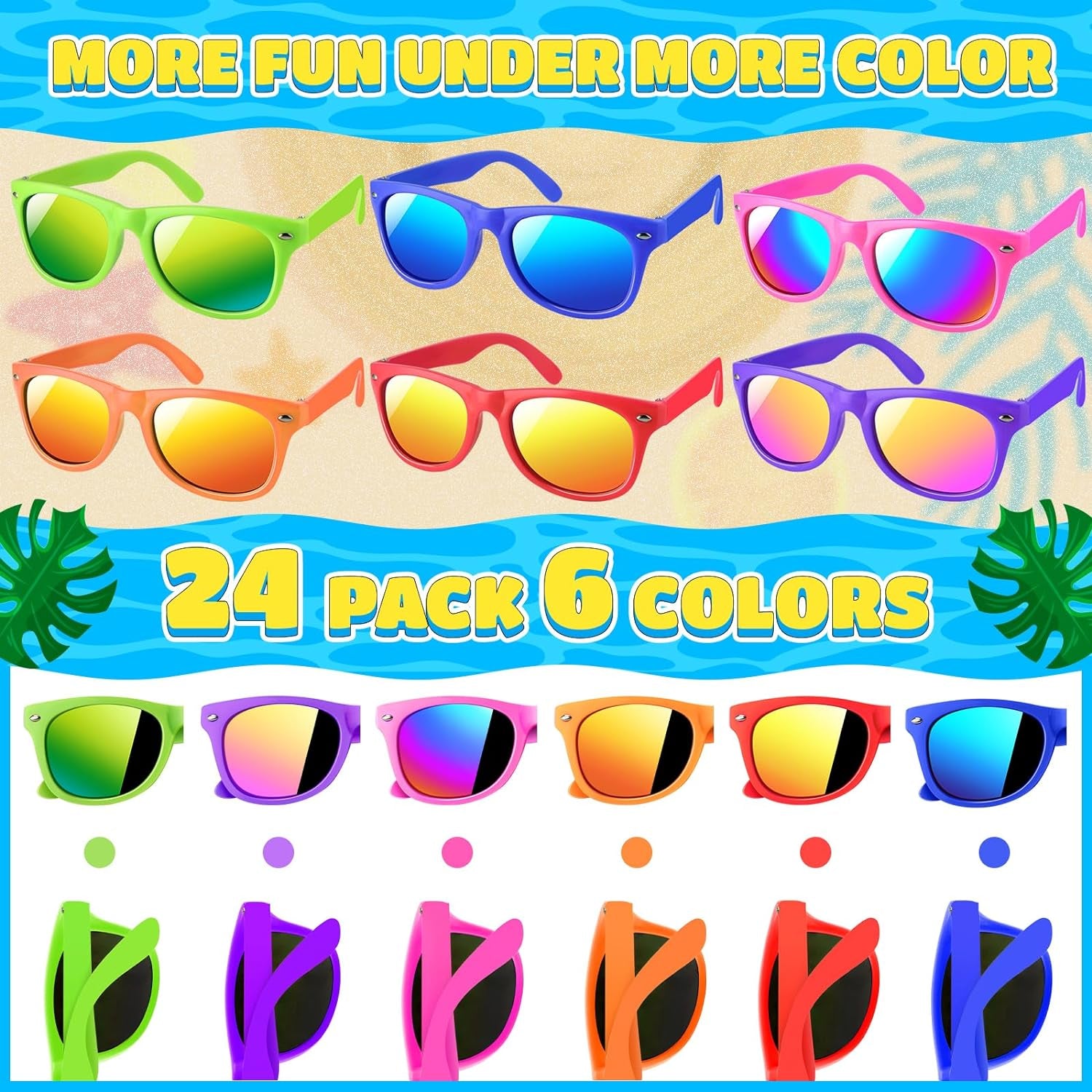 Kids Sunglasses, Kids Sunglasses Bulk Party Favors for Kids 4-8 3-5, Pool Beach Birthday Party Supplies
