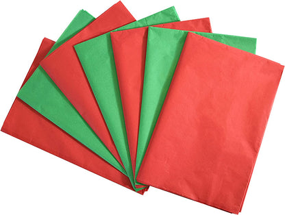 100 Sheets 20"X14" Red and Green Tissue Paper Bulk for Gift Bags,Gift Wrapping Arts Craft Party Favor Christmas Decoration