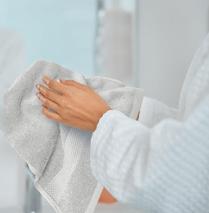 Luxury Hand Towels  Cotton Hotel spa Bathroom Towel  16x30  6 Pack  Silver