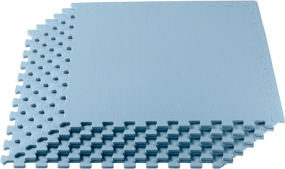 3/8 Inch Thick Multipurpose Exercise Floor Mat with EVA Foam, Interlocking Tiles, Anti-Fatigue for Home or Gym, 24 in X 24