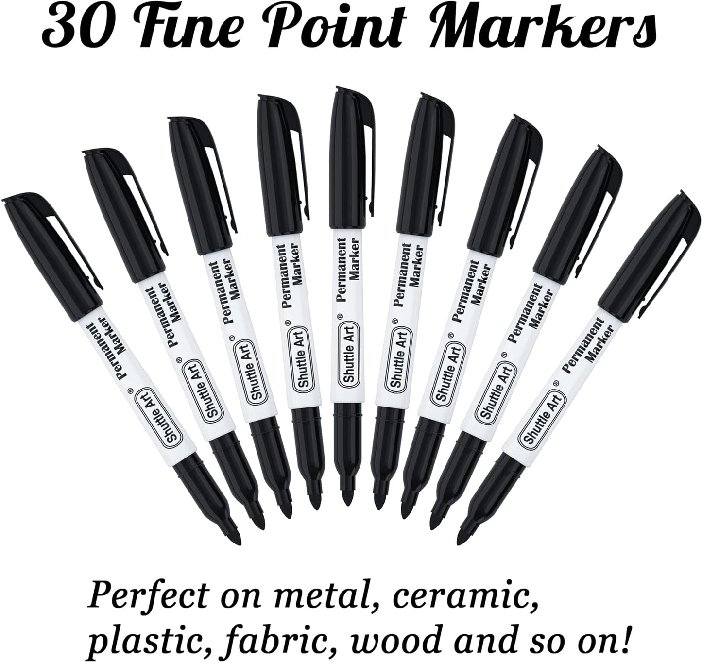 Permanent Markers, 50 Pack Black Permanent Marker Set,Fine Point, Works on Plastic,Wood,Stone,Metal and Glass for Doodling, Marking