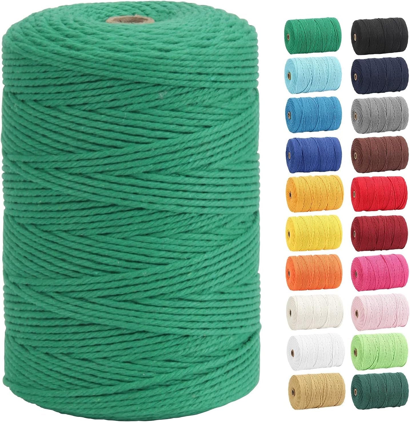 Macrame Cord,  100% Natural Cotton Rope 3Mm X 328 Yards 4 Strand Twisted Macrame Rope Cotton Twine String for DIY Crafts Knitting Dream Catcher Plant Hanger Wedding Decor