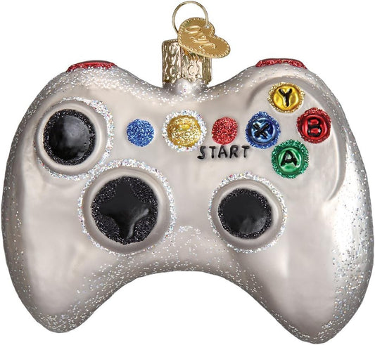 Ornaments: Video Game Controller Glass Blown Ornaments for Christmas Tree (44094), Glitter Multi