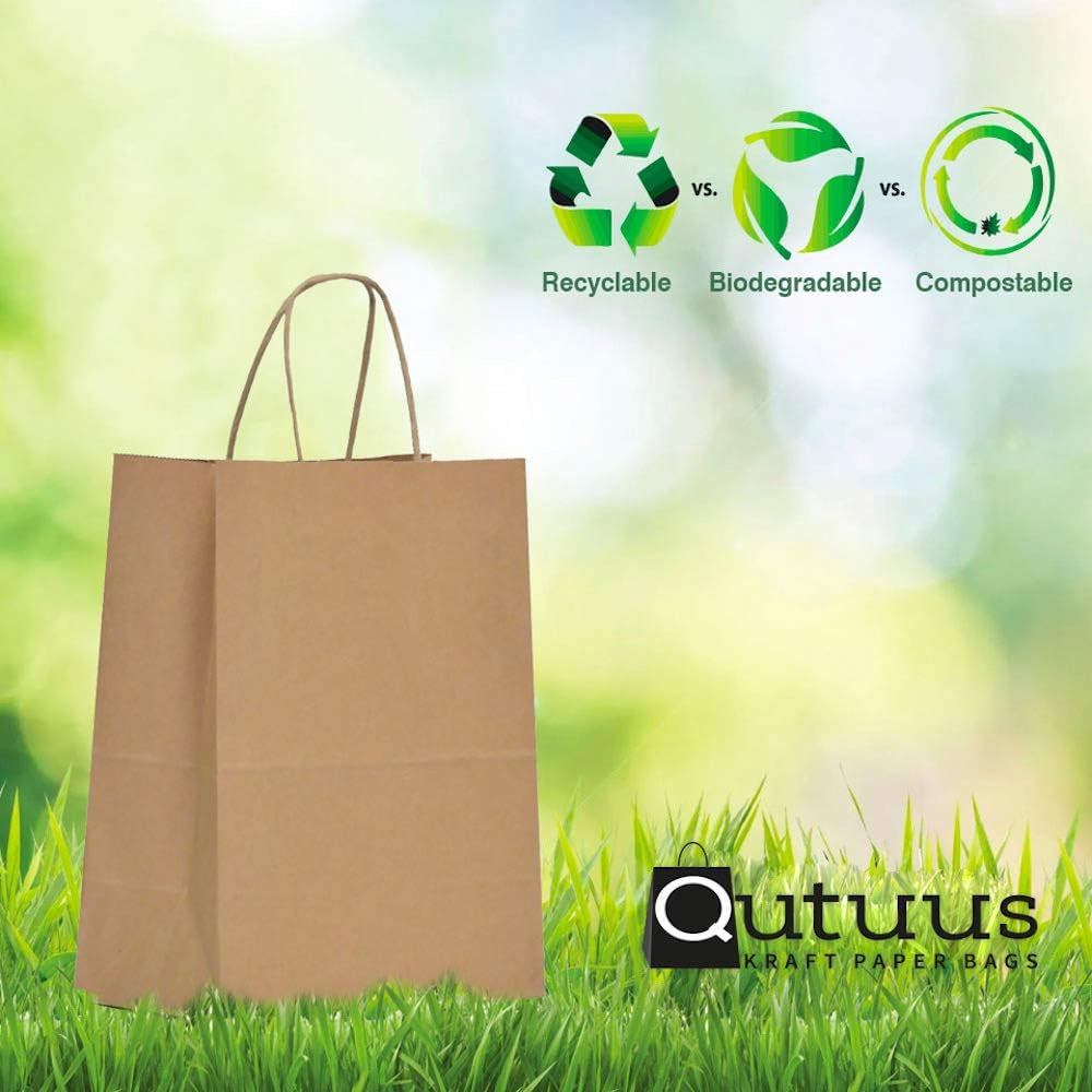 White Paper Bags 10X5X13 100Pcs Shopping Bags, Kraft Paper Gift Bags Bulk, White Kraft Bags, Recyclable Paper Bags, Retail Bags, White Gift Bags with Handles Bulk