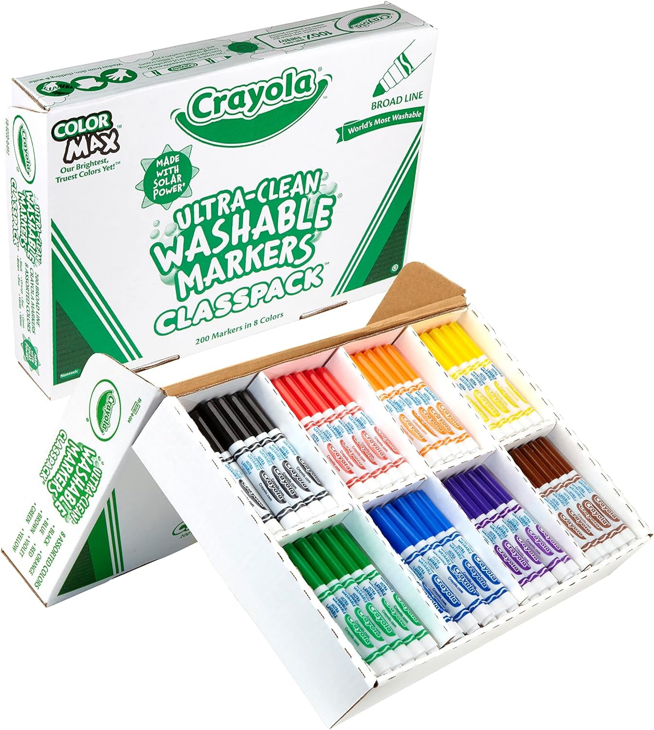 Ultra Clean Washable Markers Classpack (200 Count), Bulk Markers for Classrooms, School Supplies for Kids, 10 Colors