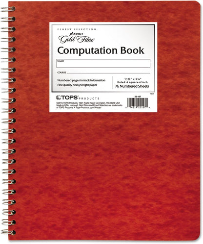 Computation Book, 4X4 Quad Ruled, 76 Sheets, 11-3/4" X 9-1/4"