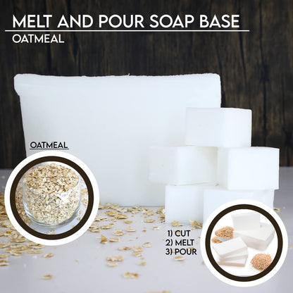 Oatmeal - Moisturizing Melt and Pour Glycerin Soap Base for Crafting and Soap Making, Vegan, Cruelty Free, Easy to Cut - 2 Pound