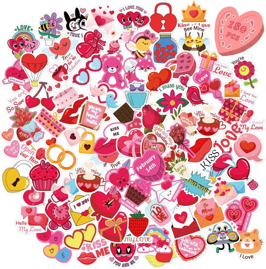 Valentines Stickers - 180 PCS Valentines Day Stickers for Kids Classroom School -Vinyl Heart Stickers - Valentines Crafts for Kids - Valentines Gifts Treats Decor Cards Scrapbooking Party Favors