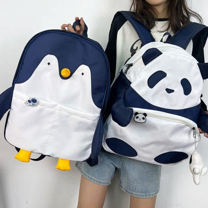 Kawaii Frog Large Novelty Backpack Girl Boy Teen Cute Fuuny Panda Animal High School Backpack Laptop Waterproof Bookbag (White)