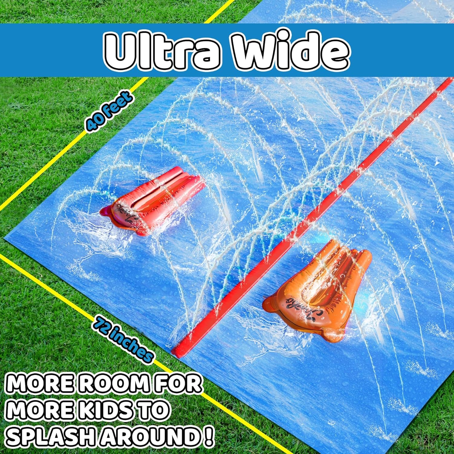 40 FT Huge Slip Splash and Slide for Adults and Children,Heavy Duty Long Tarp for Slip Splash and Slide,Extra Long Slip Splash and Slide,Big Lawn Water Slide,Backyard Waterslide,Outdoor Toys