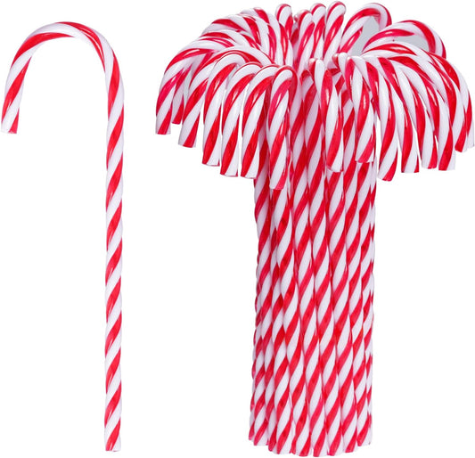 30 Pcs Christmas Candy Cane Ornament Plastic Christmas Tree Hanging Decoration Twisted Crutch Candy Canes for Xmas Thanksgiving Gift Home Indoor Outdoor Party Favor (Red and White)