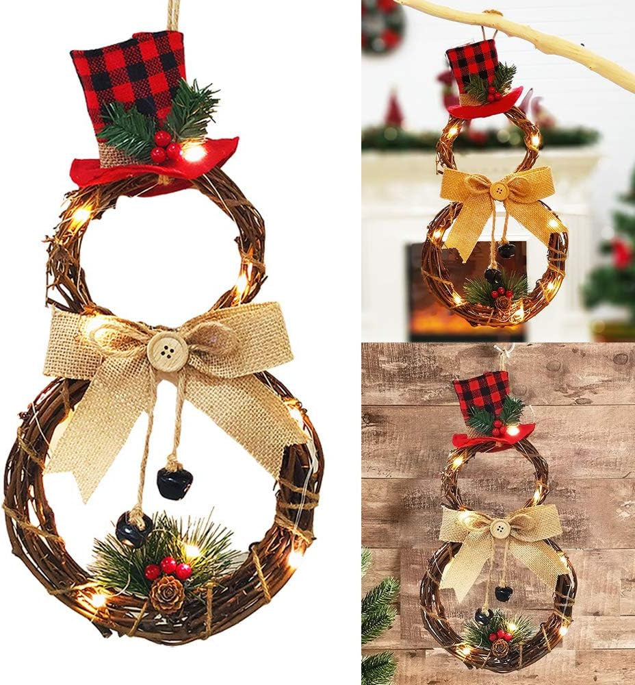 Christmas Wreath, Door Wreaths for Christmas Home Kitchen Hanging Decor, Xmas Party Decoration (Red-A)