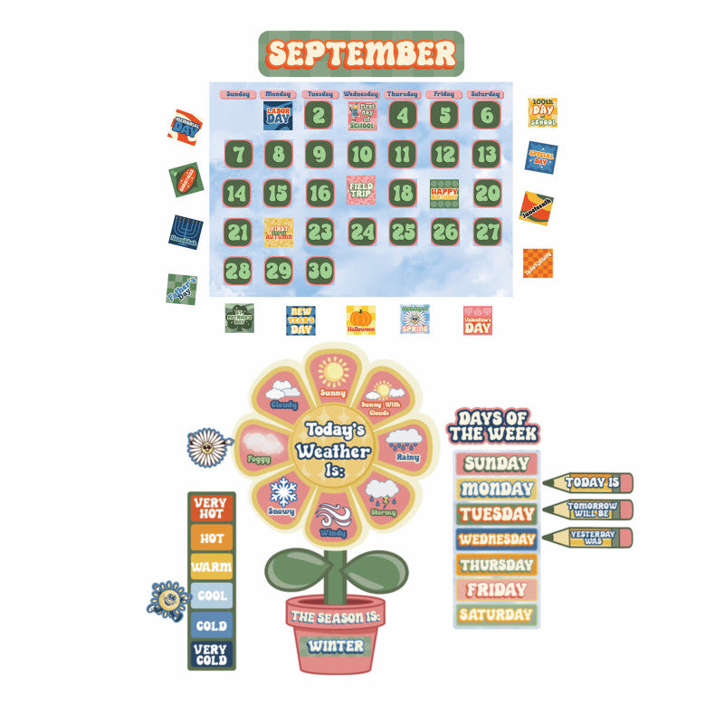 S'Cool Era Calendar Bulletin Board Set, 100 Pieces