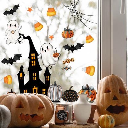 Halloween Static Window Clings, 9 Sheets 86 Pcs Reusable Non-Adhesive Removable Glass Decals Stickers for Indoor Outdoor Halloween Party Decorations