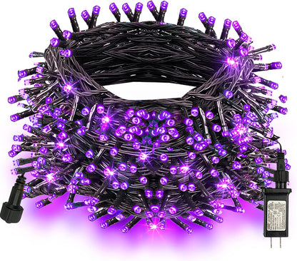 Halloween Lights, 200 LED 66FT Outdoor Halloween Lights Plug in with 8 Modes, Waterproof Christmas Lights Outdoor, Indoor Decorations for Party Yard Haunted House Decor, Purple