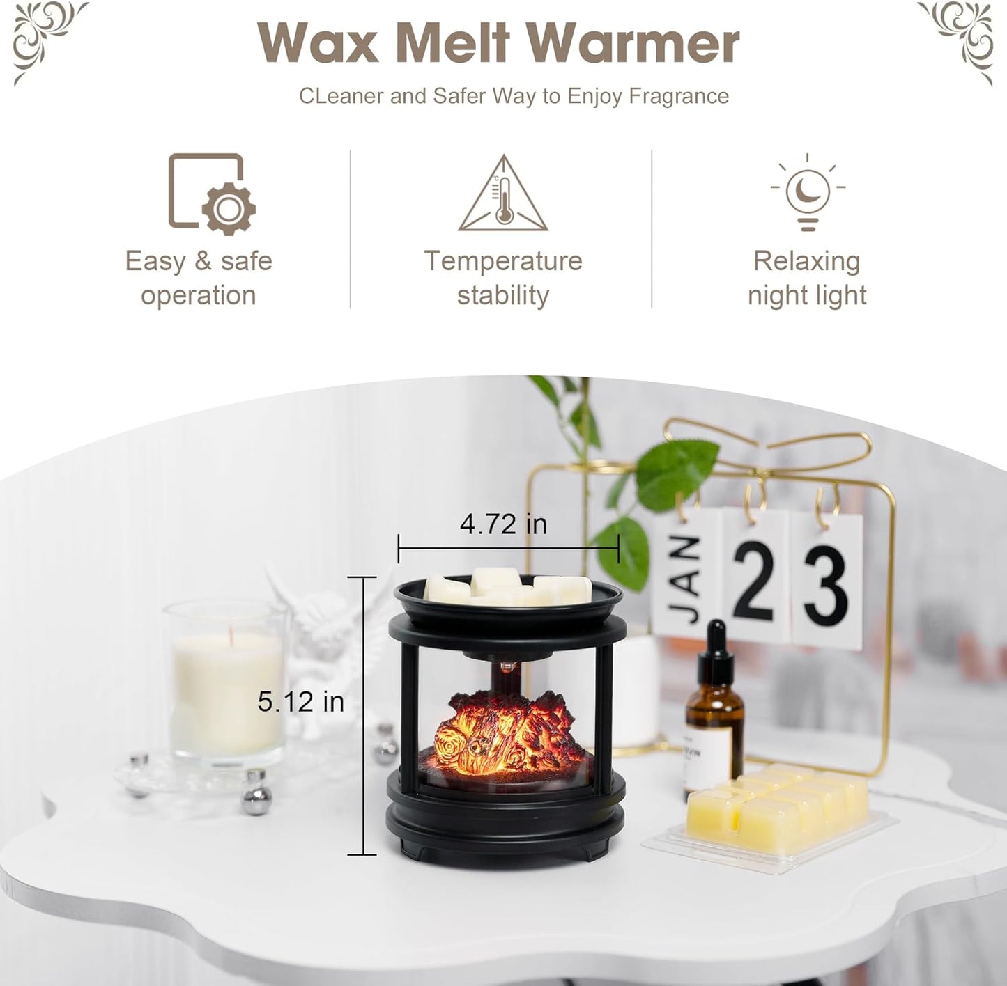 Wax Melt Warmer,Campfire Wax Warmer,3-In-1 Oil Burner Electric Candle Wax Warmer,Wax Warmer for Scented Wax,Wax Melter Burner Fragrance Warmer for Home Office Gifts & Decor(Breather Lights)