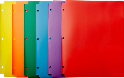 Heavy Duty Plastic Folders with 2 Pockets for Letter Size Paper, Pack of 12, Assorted Color