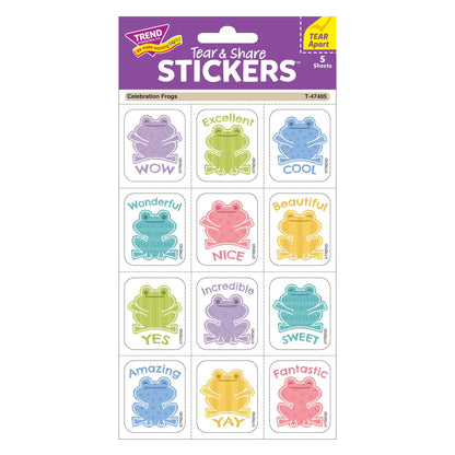 Celebration Frogs Tear & Share Stickers®, 60 Per Pack, 6 Packs - Loomini