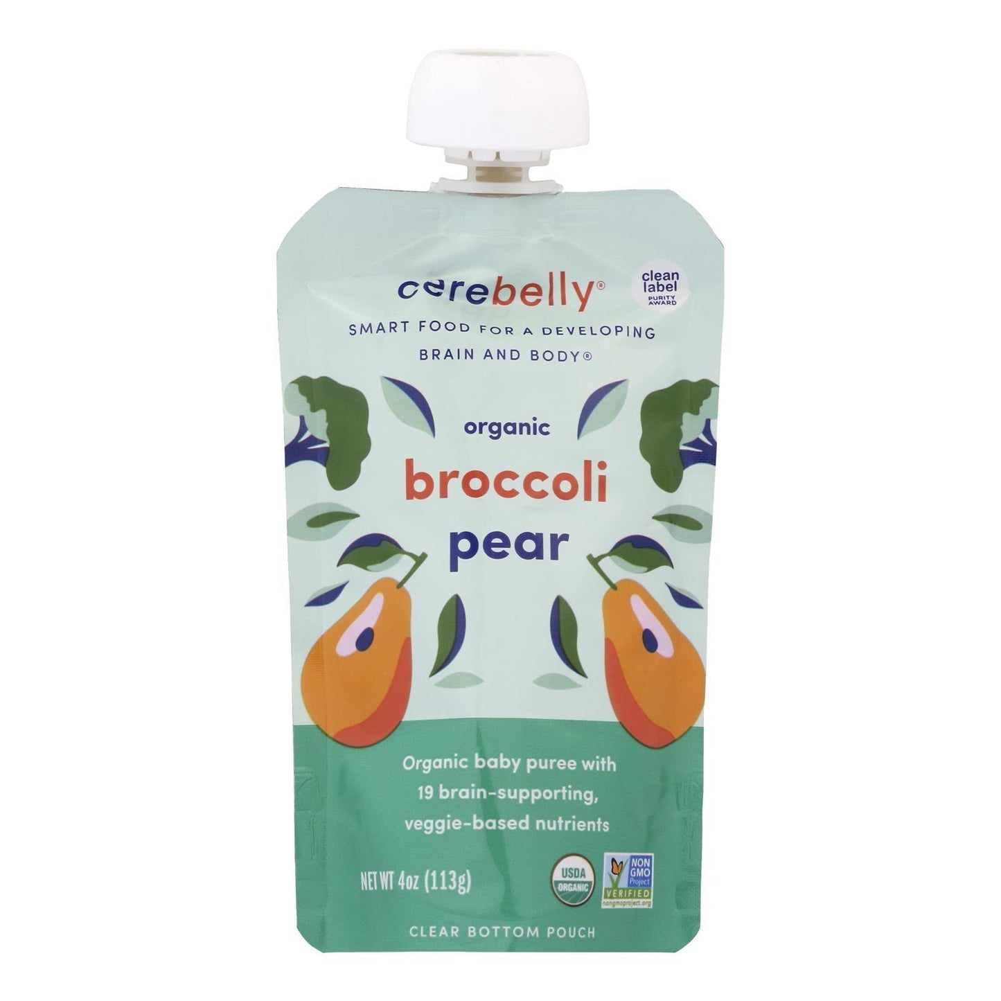 Cerebelly - Puree Broccoli Pear - Case Of 6-4 Oz - Loomini